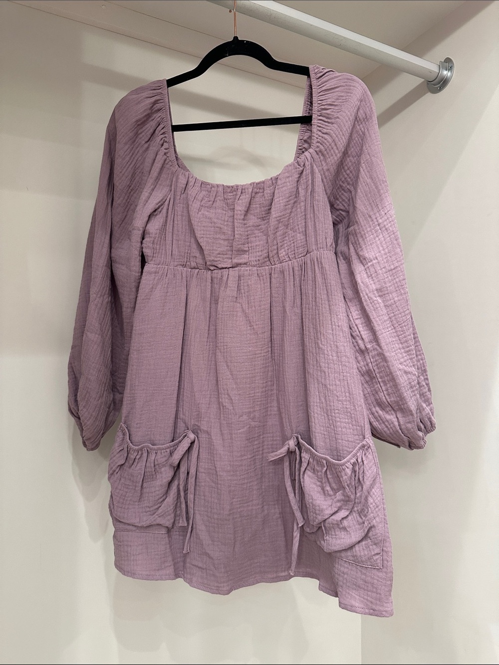 Pink Lily small lilac  Peasant Tunic Dress with Pockets.  Like new